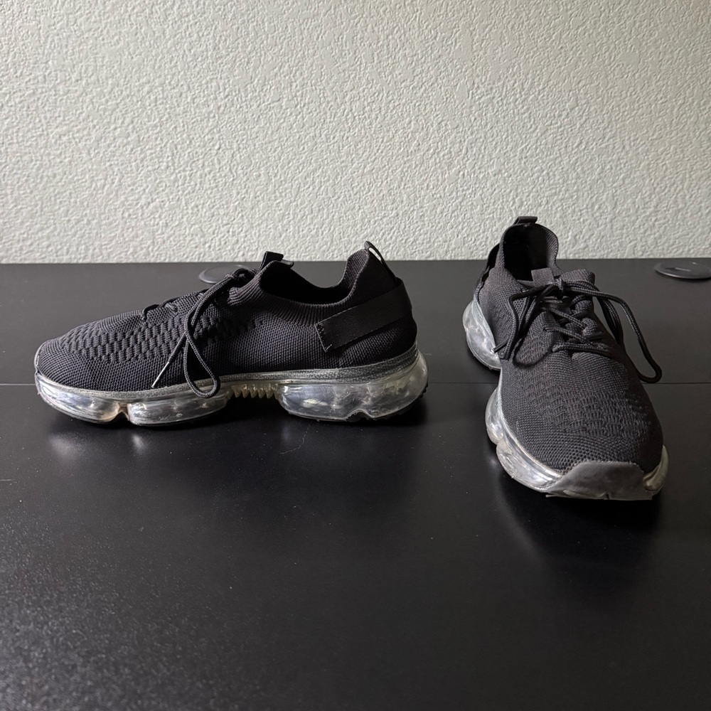 Le Shellah Women’s Black Knit Sneakers with Clear Sole 9